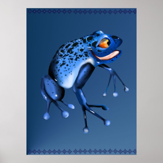 Fun Blue Frog-Poster Poster (Voorkant)
