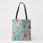 Fun Blue Funky Floral Inspirivity tas (Voorkant)