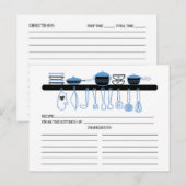 Fun Blue Kitchen Gadgets Bridal Recette Cartes (Devant / Derrière)