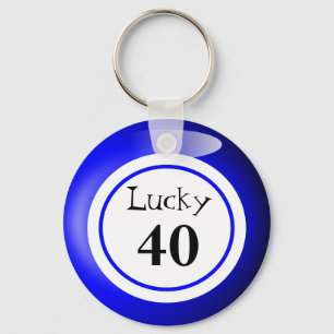 Fun Blue Lucky Number Bingo Ball Theme Sleutelhanger