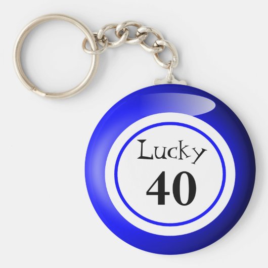 Fun Blue Lucky Number Bingo Ball Theme Sleutelhanger (Voorkant)