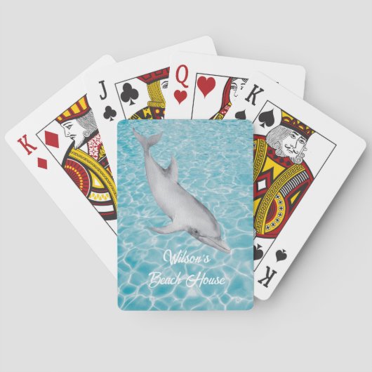 Fun Blue Ocean Water Dolphin Swimming Pokerkaarten (Achterkant)