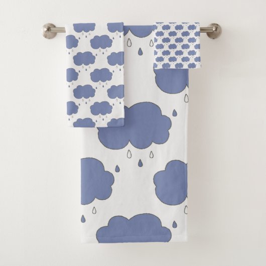 Fun Blue Rain Wolken Patroon Bad Handdoek (Insitu)