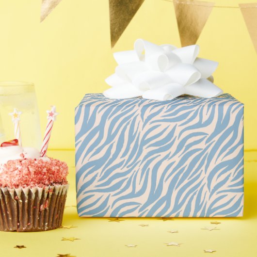 Fun Blue Tiger Stripe Pattern Cadeaupapier (Verjaardagsfeest)