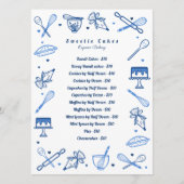 Fun Blue White-baking & Cooking Utensile-prijslijs Menu (Voorkant)