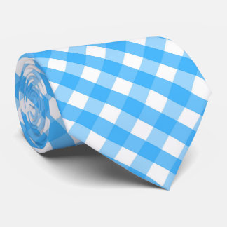 Fun blue white tiled plaid pattern  stropdas