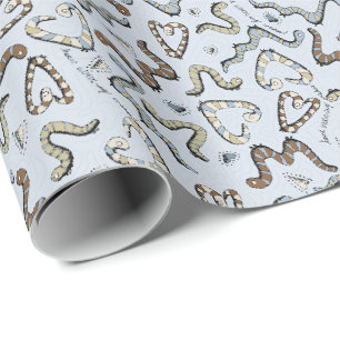 Fun Blue Worms Verjaardag voor kinderen Cadeaupapier