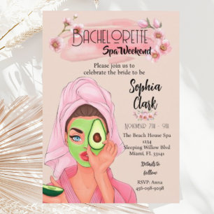 Fun Blush Bachelorette Spa Weekend Uitnodiging