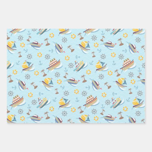 Fun Boats Blue Wrapping Paper (Voorkant 2)