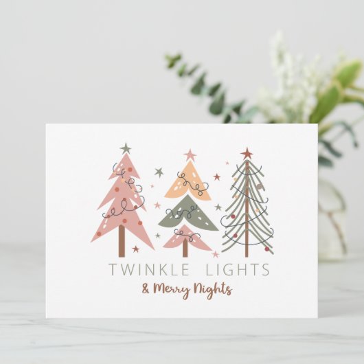 Fun Boho Merry Nuits Carte de Noël (Debout devant)