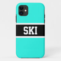 Fun Bold Black Colorful Aqua Mint SKI Stripes Text
