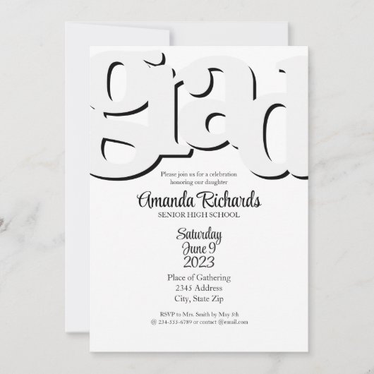 FUN BOLD Graduation Party Invitation (Devant)