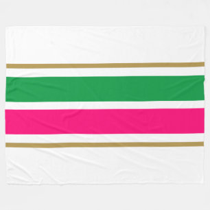 Fun Bold Helder Roze Kelly Groen Racing Stripes Fleece Deken