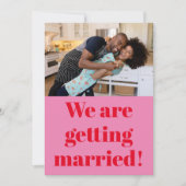 Fun Bold Modern Pink and Red Photo Wedding Save The Date (Voorkant)