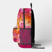Fun Bold Orange Hot Pink Batik Circles Art Pattern Bedrukte Rugzak (Rechts)