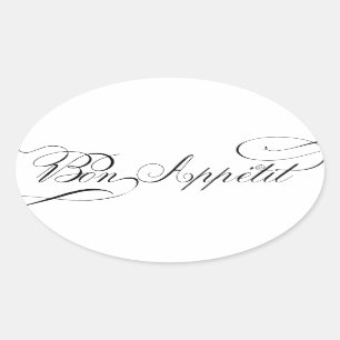 Fun Bon Appetit Fancy Cursive Script for Foodies Ovale Sticker