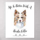 Fun Border Collie Aquarelle Mur Art Poster (Devant)