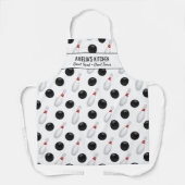 Fun Bowling Ball Pin Custom Chef Bowler Name Apron Schort (Voorkant)