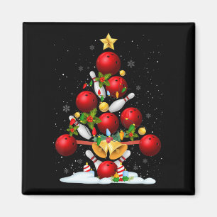 Fun Bowling-kerstboom verlicht kerstcadeautjes voo Magneet