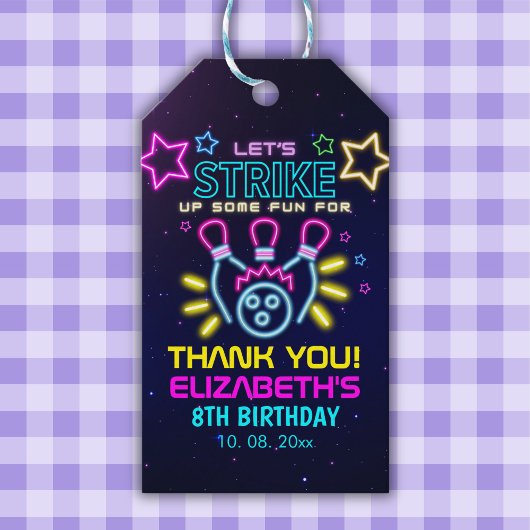Fun Bowling Neon Birthday Girl Cadeaulabel