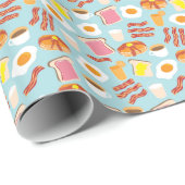 Fun Breakfast Food Illustration Pattern Cadeaupapier (Rol Hoek)