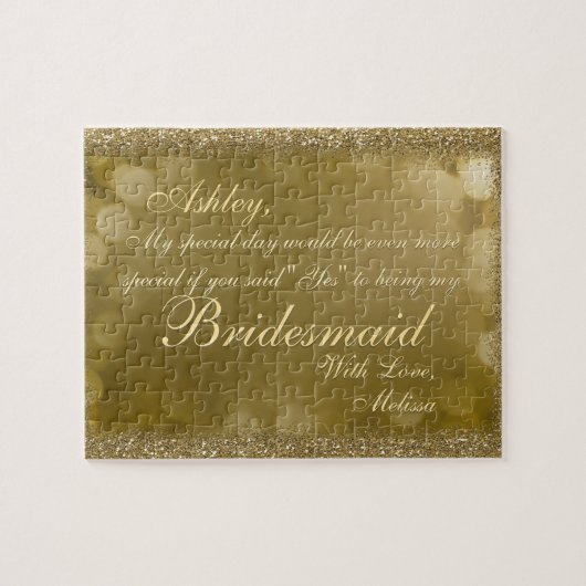 Fun Bridesmaid Gold Glitter Glam Legpuzzel (Horizontaal)