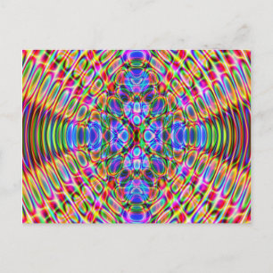 Fun Briefkaart, Psychedelic Trippy Red & Blue Desi Briefkaart