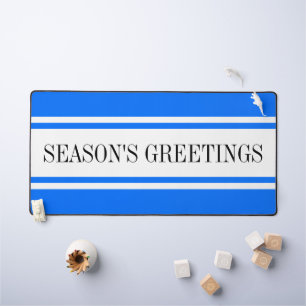 Fun Bright Blue White Season's Greetings Stripes Bureaumat