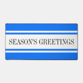 Fun Bright Blue White Season's Greetings Stripes Bureaumat (Voorkant)