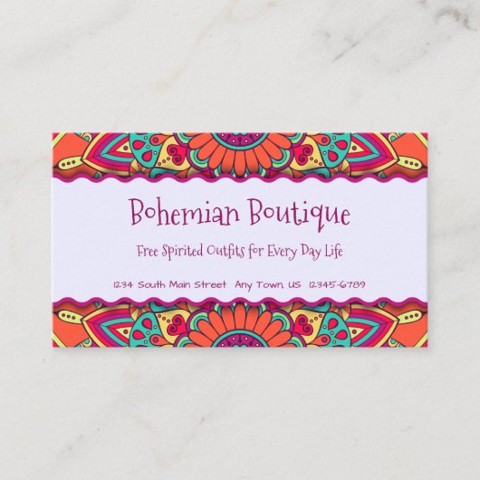 Fun Bright Bohemian Mandala Visitekaartje (Voorkant)