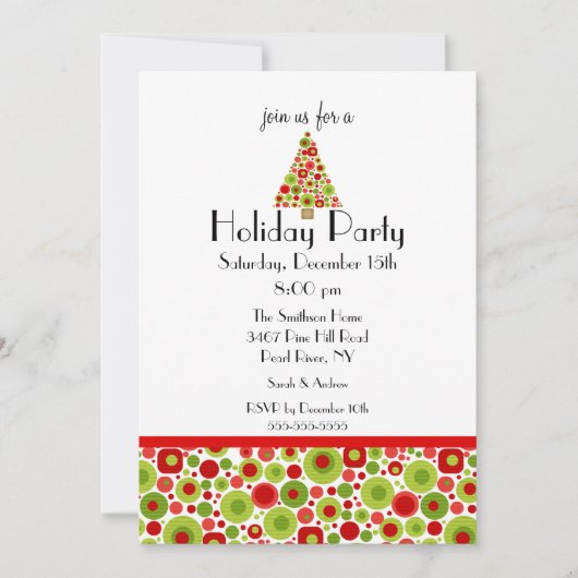 Fun Bright Christmas Tree Fête Invitation (Devant)