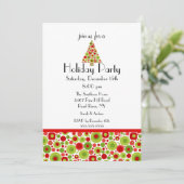 Fun Bright Christmas Tree Fête Invitation (Debout devant)