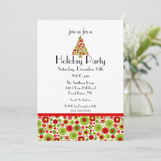 Fun Bright Christmas Tree Fête Invitation (Debout devant)