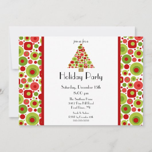 Fun Bright Christmas Tree Fête Invitation (Devant)