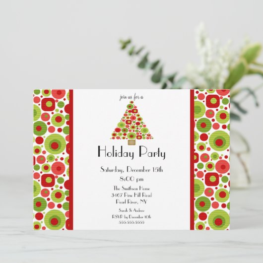 Fun Bright Christmas Tree Fête Invitation (Debout devant)