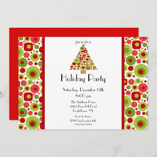Fun Bright Christmas Tree Fête Invitation (Devant / Derrière)