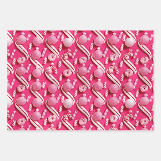 Fun Bright Pinks en Peppermint Snoep Lane Inpakpapier Vel (Voorkant 2)
