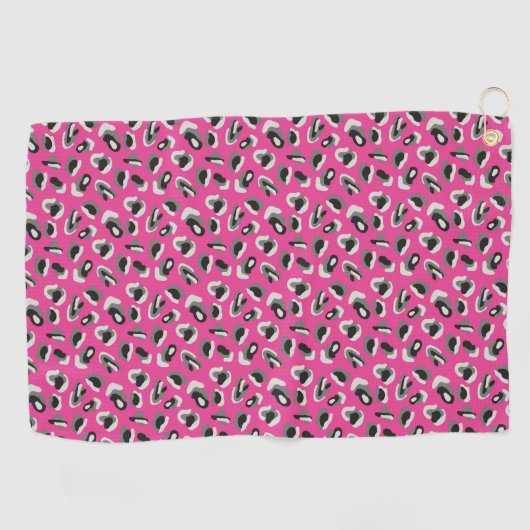 Fun Bright Roze Camo/Animal Print Golfhanddoek (Horizontaal)