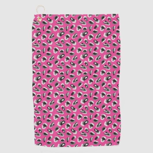Fun Bright Roze Camo/Animal Print Golfhanddoek (Voorkant)