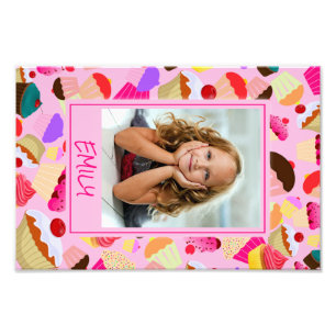 Fun Bright Roze Cupcake - Aangepaste foto Afdruk