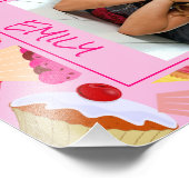 Fun Bright Roze Cupcake - Aangepaste foto Afdruk (Hoek)
