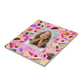 Fun Bright Roze Cupcake - Aangepaste foto Tegeltje (Zijkant)