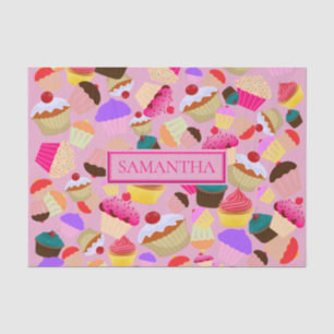 Fun Bright Roze Cupcake - Gepersonaliseerd Tissuepapier