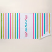 Fun Bright Striped Nautical Beach Towel Strandlaken (Voorkant)