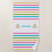 Fun Bright Striped Nautical Beach Towel Strandlaken (Voorkant)