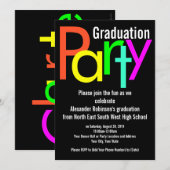 Fun Brights Graduation Party Invitation Kaart (Voorkant / Achterkant)