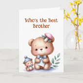Fun Brother Verjaardag Schattige Teddy Bear Kaart (Gele Bloem)