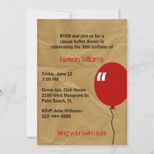 Fun Brown Crinké Paper Invitation d'anniversaire (Devant)