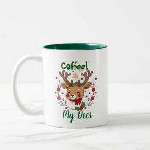 FUN Brown & Green 'My Deer' Kerst Tweekleurige Koffiemok