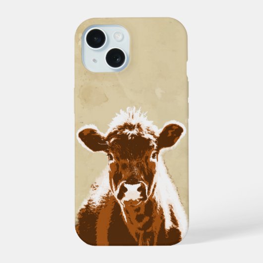 Fun Brown Koe Boerderij Animal Graphic Art iPhone 15 Hoesje (Achterkant)